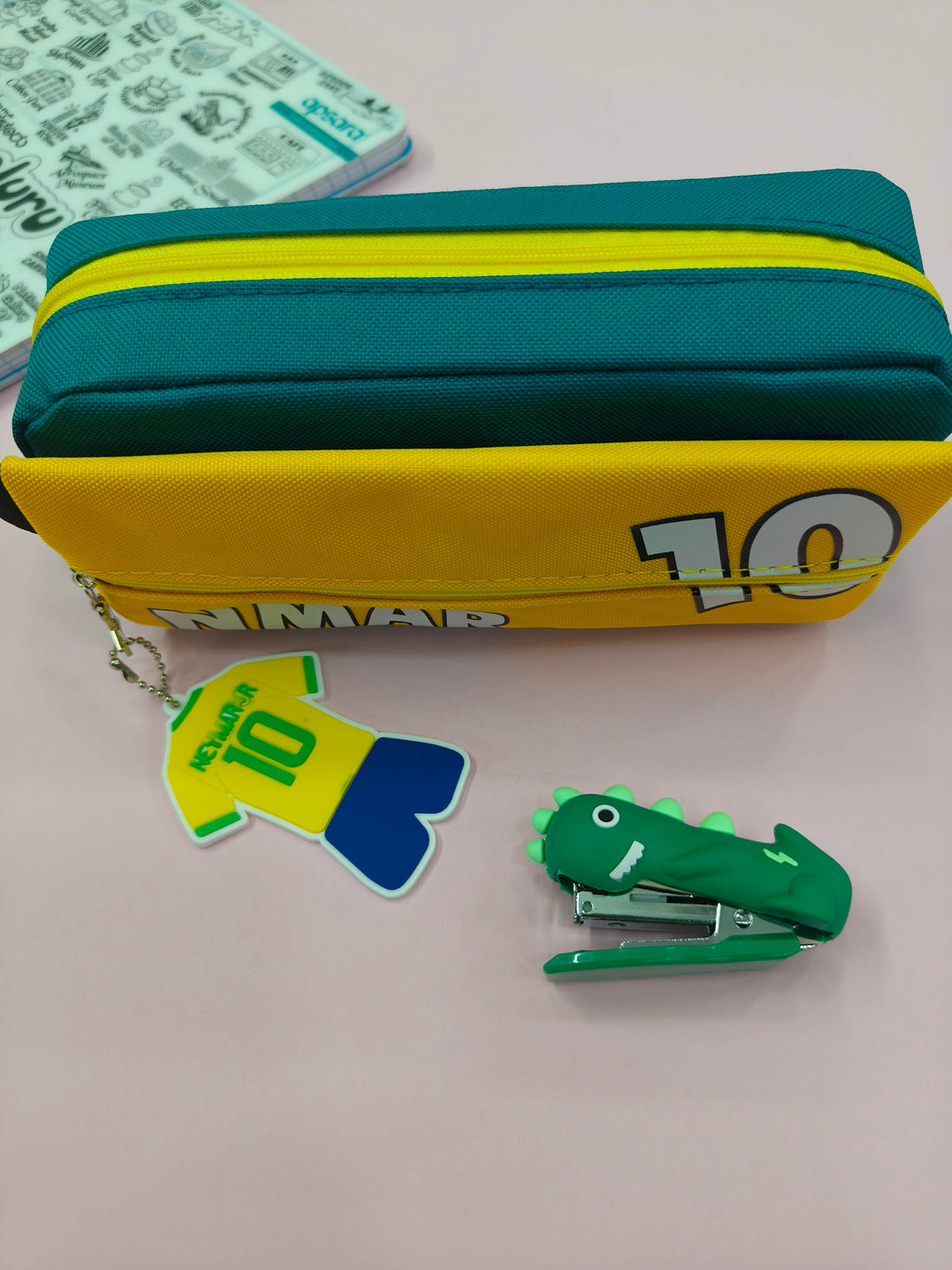 Large Capacity Football Theme Pencil Pouch with Football Theme Keychain | Pencil Pouch for Boys & Girls | Large | Stationary Organizer | Pen Case | School | Kids | College | Students | Gifts