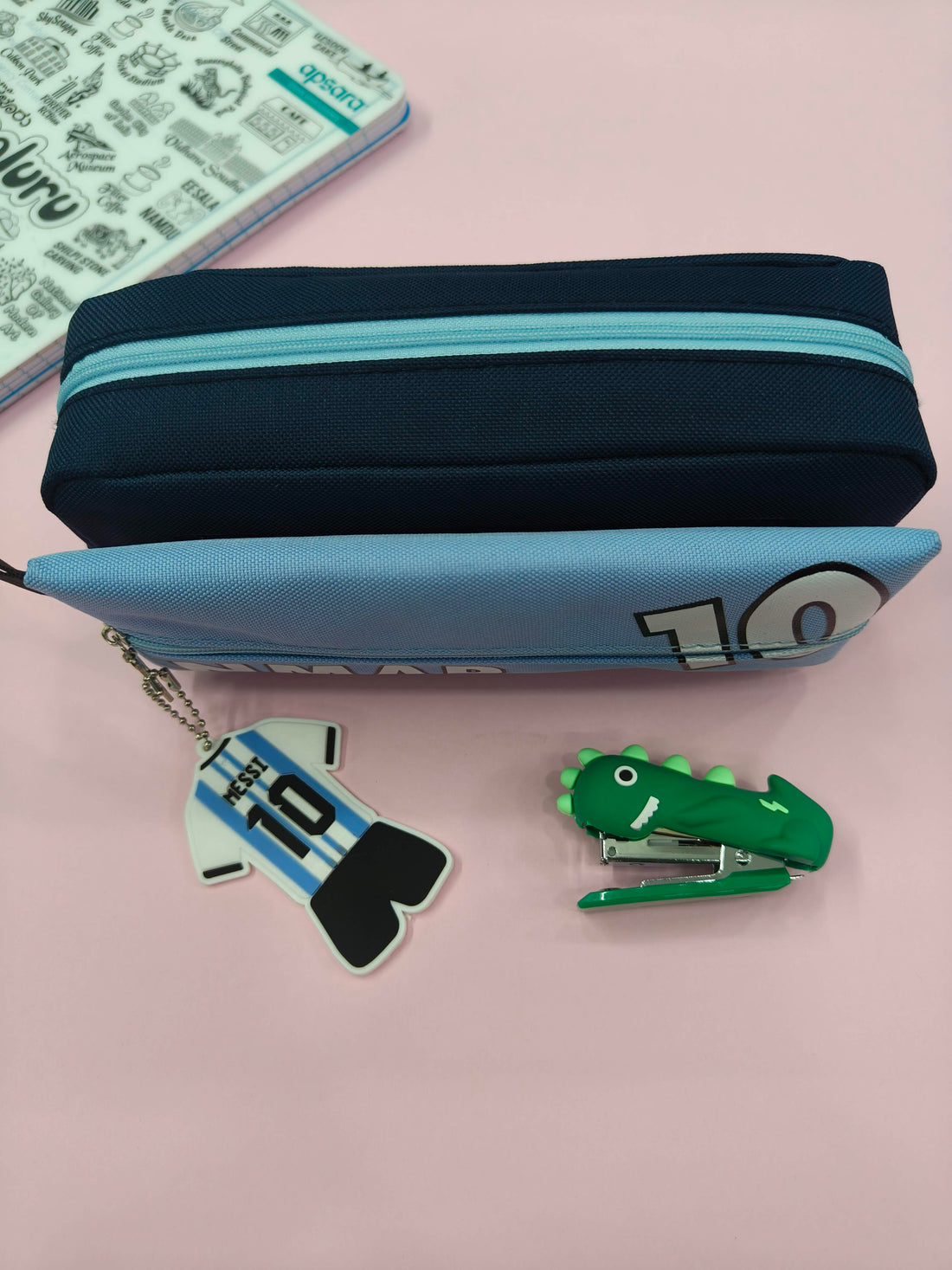 Large Capacity Football Theme Pencil Pouch with Football Theme Keychain | Pencil Pouch for Boys & Girls | Large | Stationary Organizer | Pen Case | School | Kids | College | Students | Gifts
