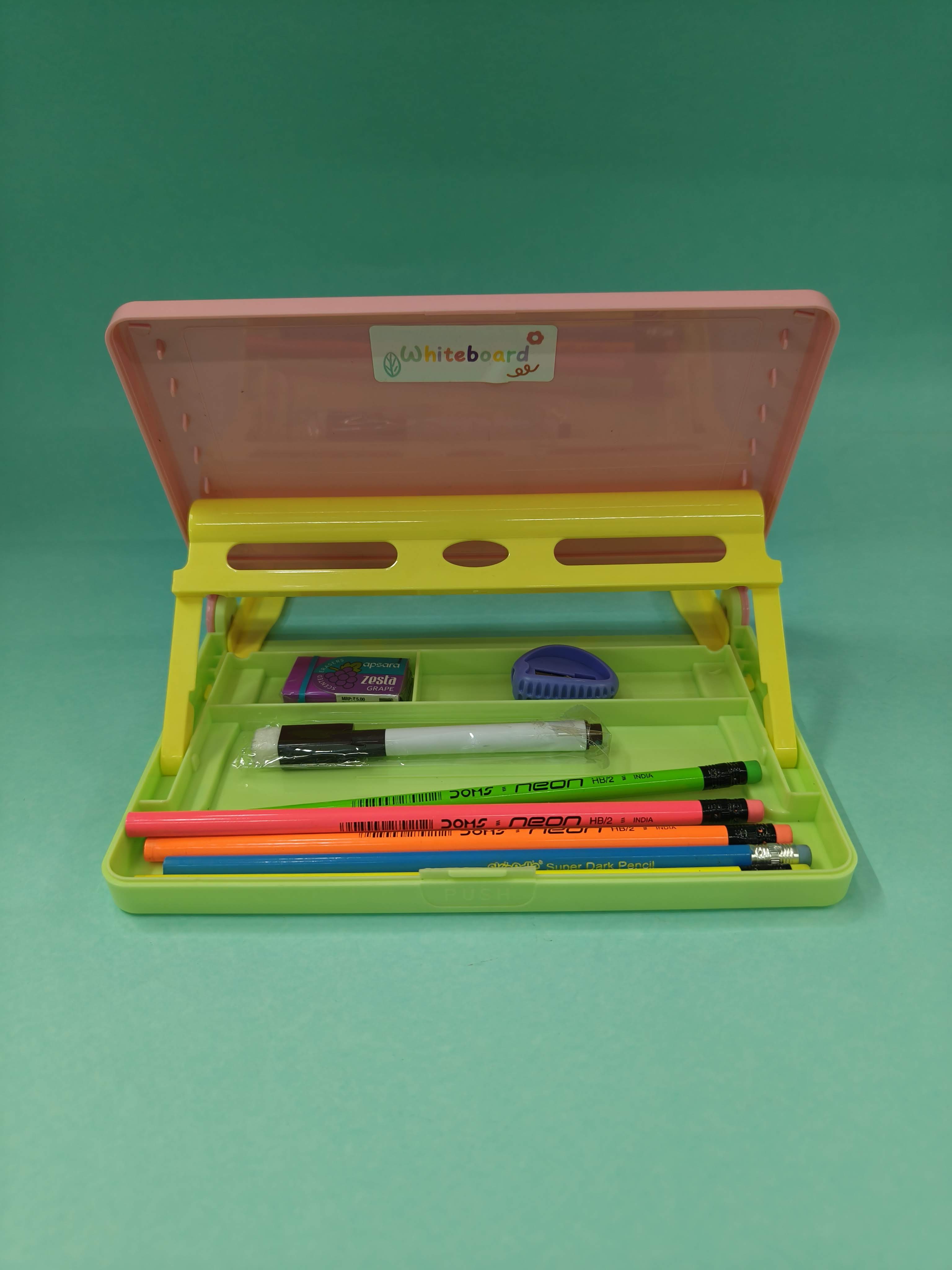 Pencil Box with Drawing Board and Book Stand | ABS Plastic Material | Portable Pencil Box with Book Stand