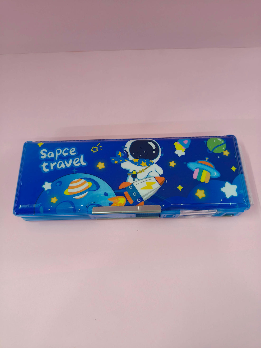 One-side Semi Transparent Magnatic Compass Box for Kids | Double Sided Magnetic Pencil Box for Kids | Stationery Storage Case with Sharpner for School Kids