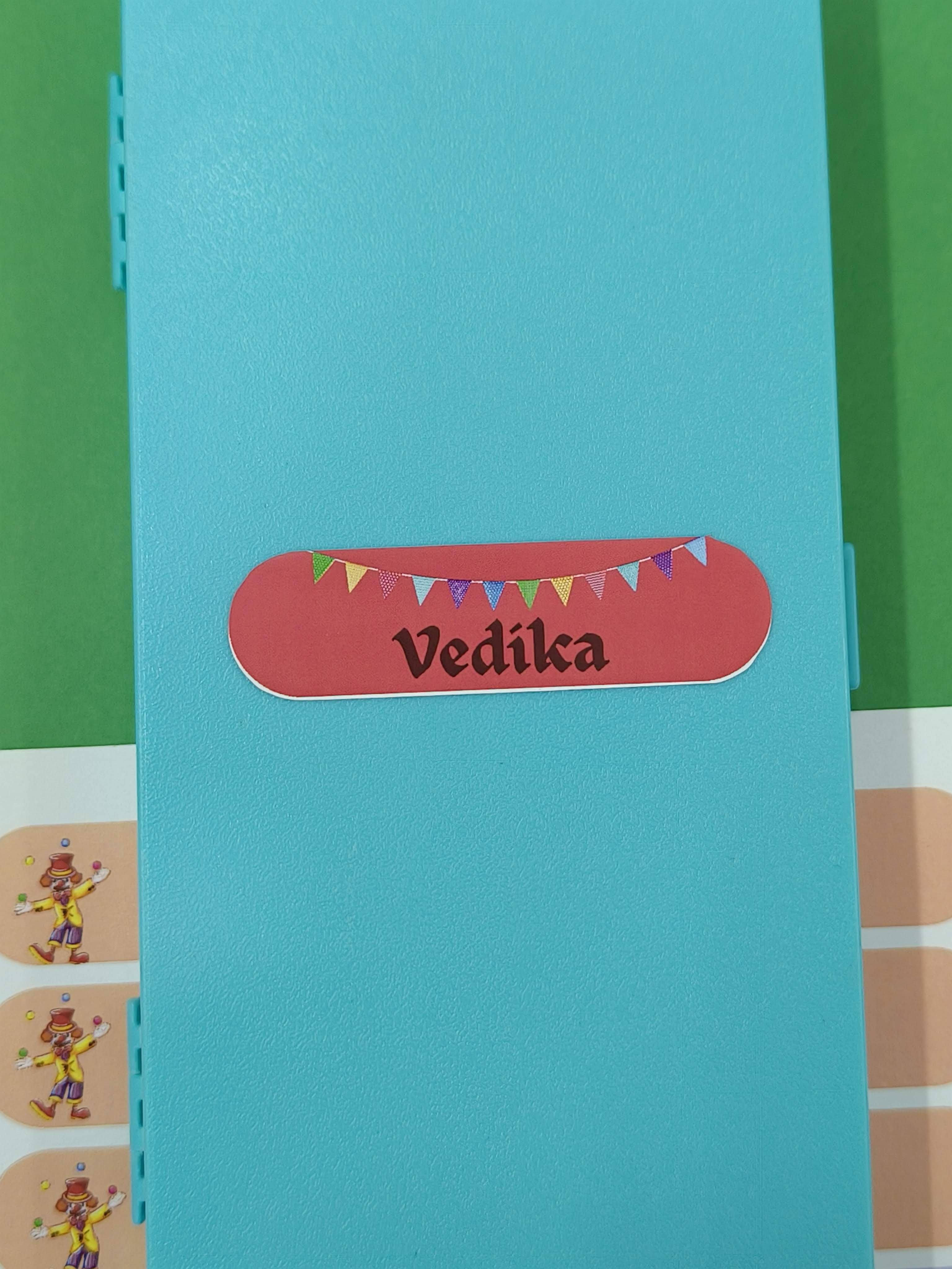 K to Y Personalized Waterproof Name Stickers for Kids | Waterproof Labels for School Notebooks, Lunch Box, Waterbottle, Stationery | Gift for Kids (Pack of 54) (Carnival)