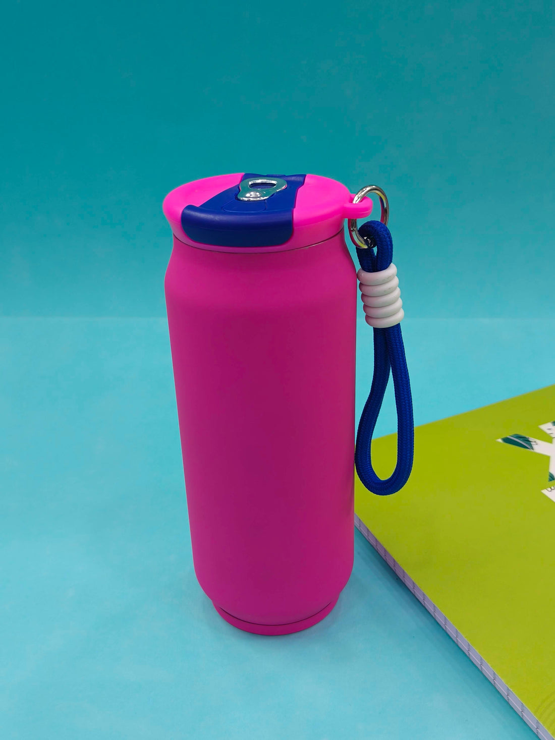 Stainless Steel Vacuum Insulated Can Bottle with Carry Rope Loop and Flip Lid | 500 ml Steel Bottle for Kids, Teens & Adults | Flip Top Steel Water Bottle