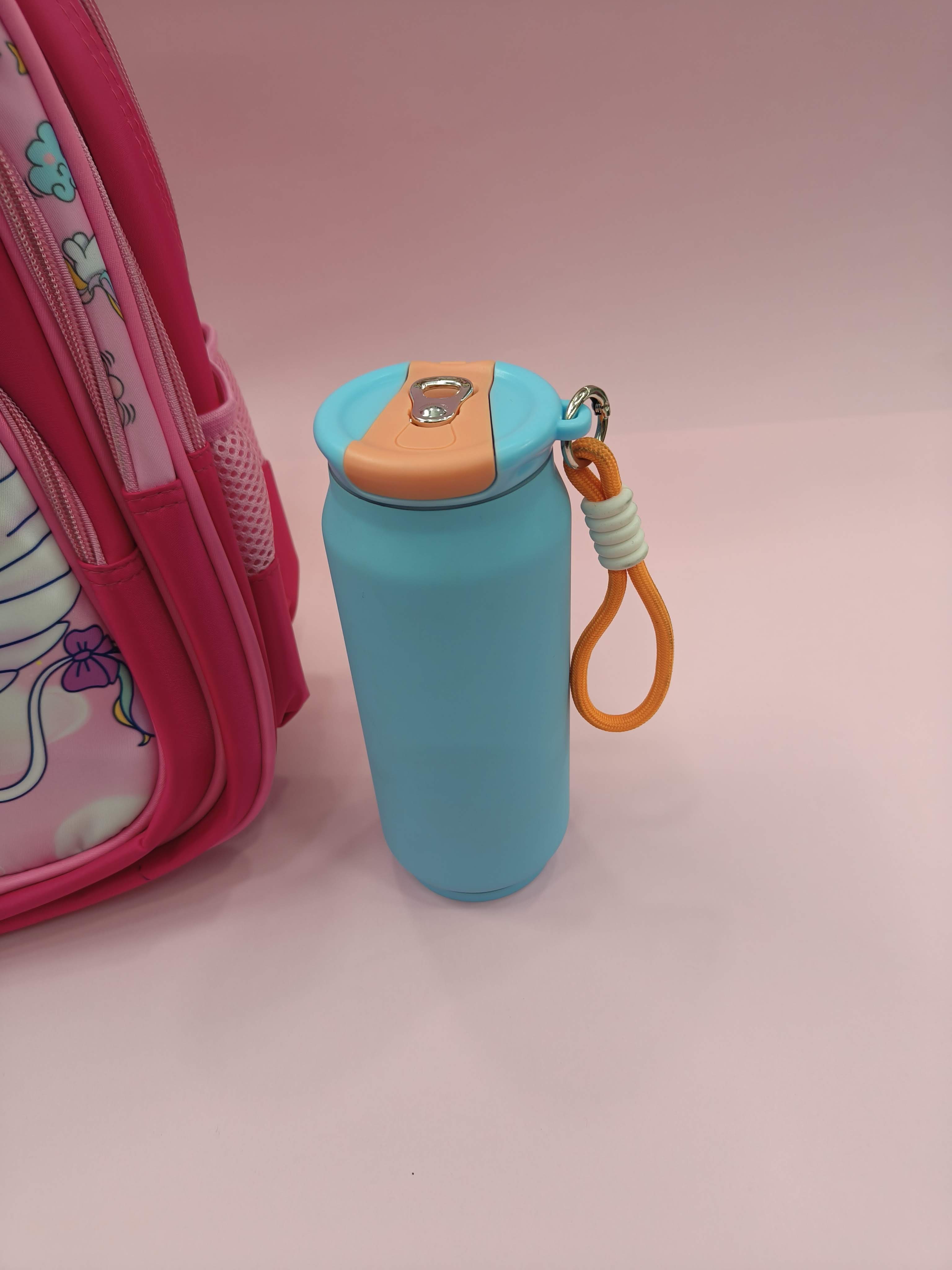 Stainless Steel Vacuum Insulated Can Bottle with Carry Rope Loop and Flip Lid | 500 ml Steel Bottle for Kids, Teens & Adults | Flip Top Steel Water Bottle