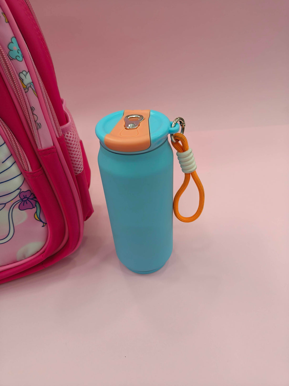 Stainless Steel Vacuum Insulated Can Bottle with Carry Rope Loop and Flip Lid | 500 ml Steel Bottle for Kids, Teens & Adults | Flip Top Steel Water Bottle