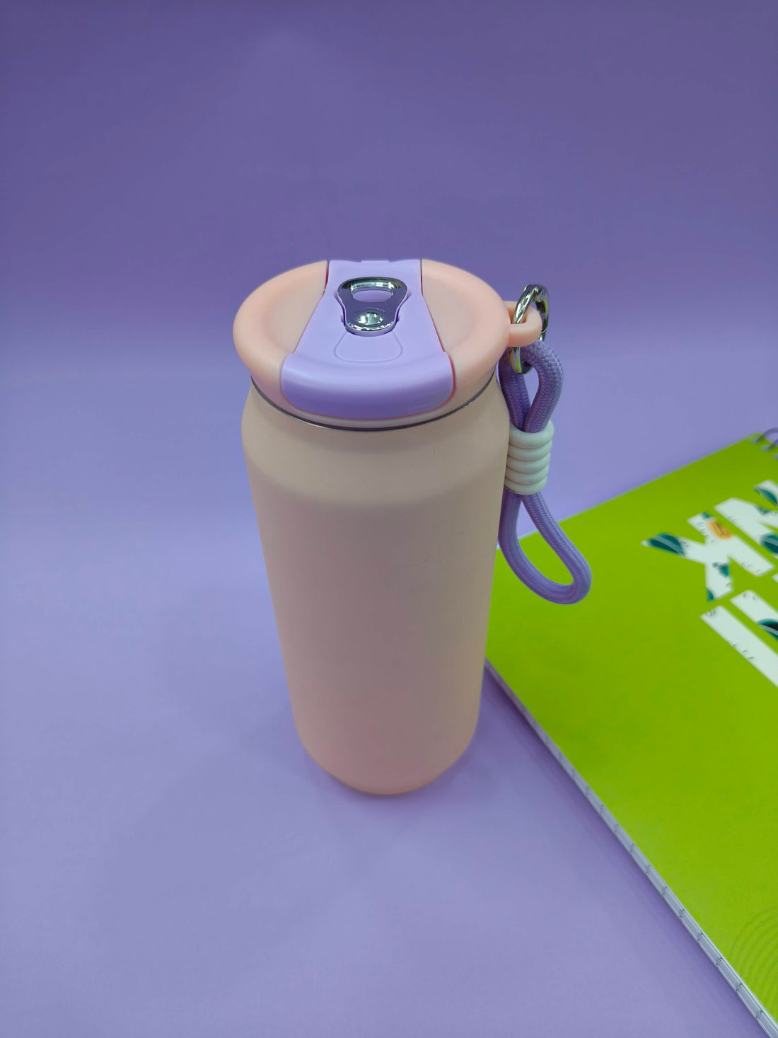 Stainless Steel Vacuum Insulated Can Bottle with Carry Rope Loop and Flip Lid | 500 ml Steel Bottle for Kids, Teens & Adults | Flip Top Steel Water Bottle