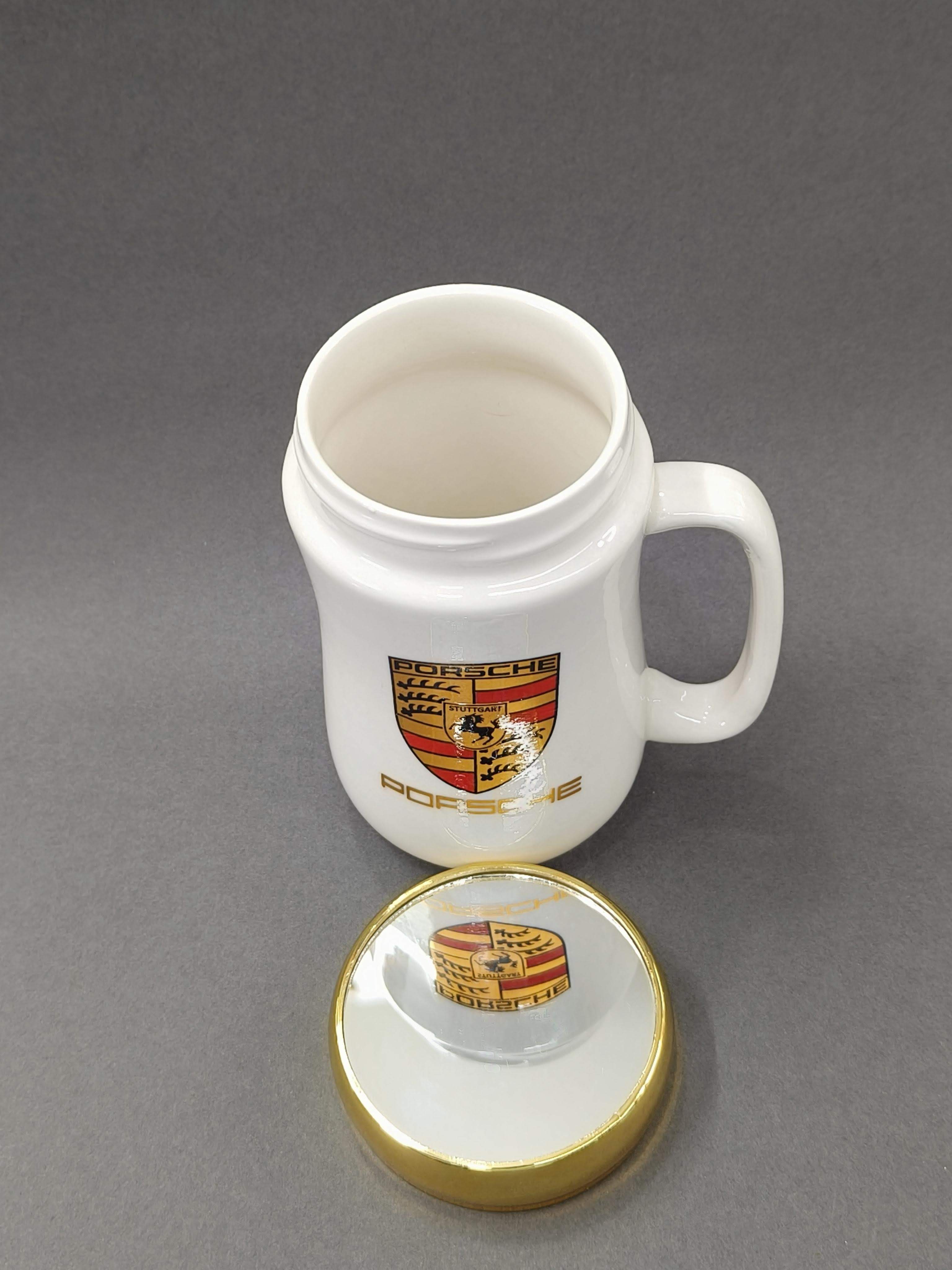 Car Ceramic Coffee Mug with Golden Mirror Lid | 400 ml White Tea & Coffee Mug | Premium Gift for Birthday, Anniversary, Office, Home Use