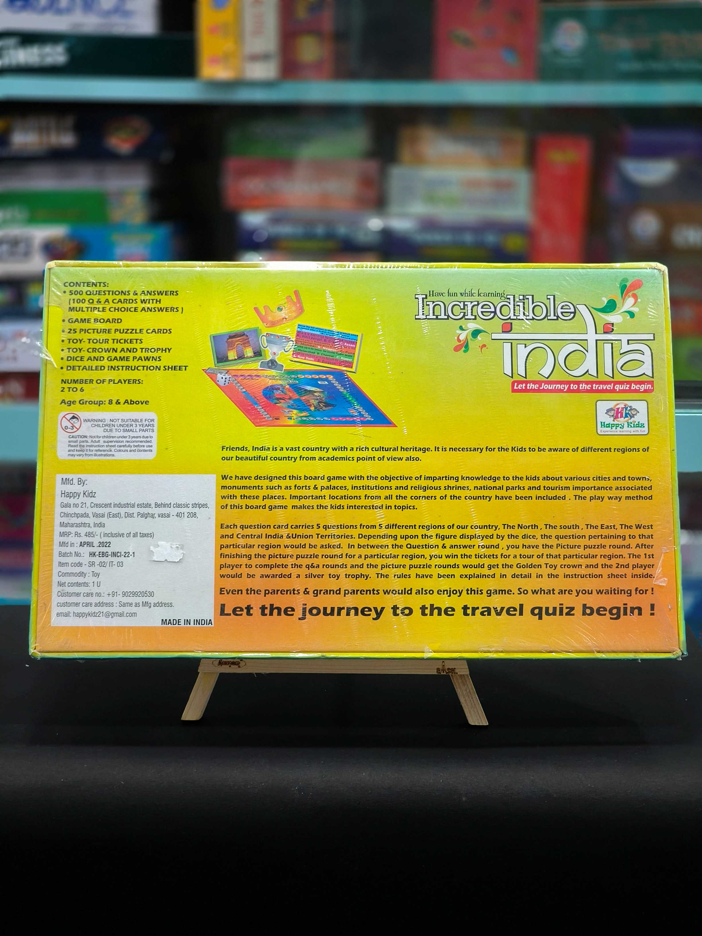 Happy Kidz Educational Board Game Incredible India, For Age 8 & Above - KtoY