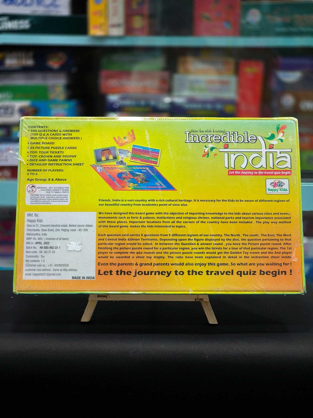 Happy Kidz Educational Board Game Incredible India, For Age 8 & Above - KtoY