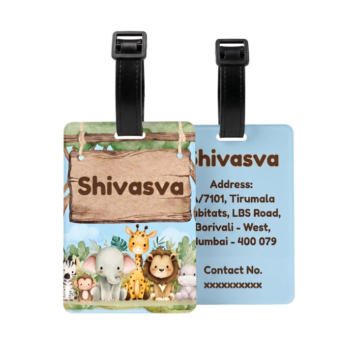 Personalized Luggage Tag | Customized Bag Tag for Kids | Luggage Tag for Travel, School, Office, Camping, etc | Gift for Kids (Jungle Safari)