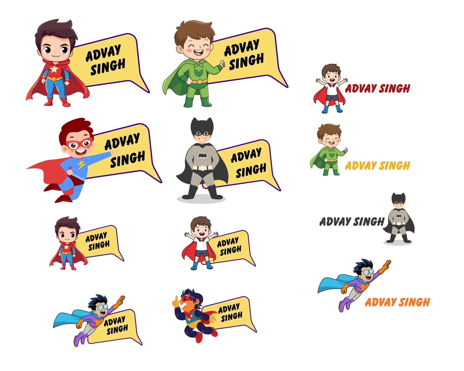 Embossed Stickers | Transparent Personalized Name Stickers for Bags, Books, Tiffins, Waterbottles, Stationeries, Files, Folders, etc | Waterproof & Non-Tearable | Set of 40 (Superhero)