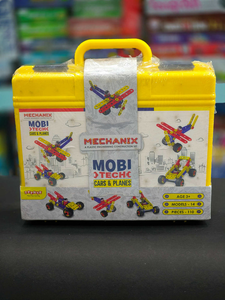 Plastic Mechanix Mobitech, Cars and Planes Set, 14 Models, STEAM/STEM Educational Toy, Building and Construction Set for Boys and Girls Age 3+ - Multicolor - KtoY