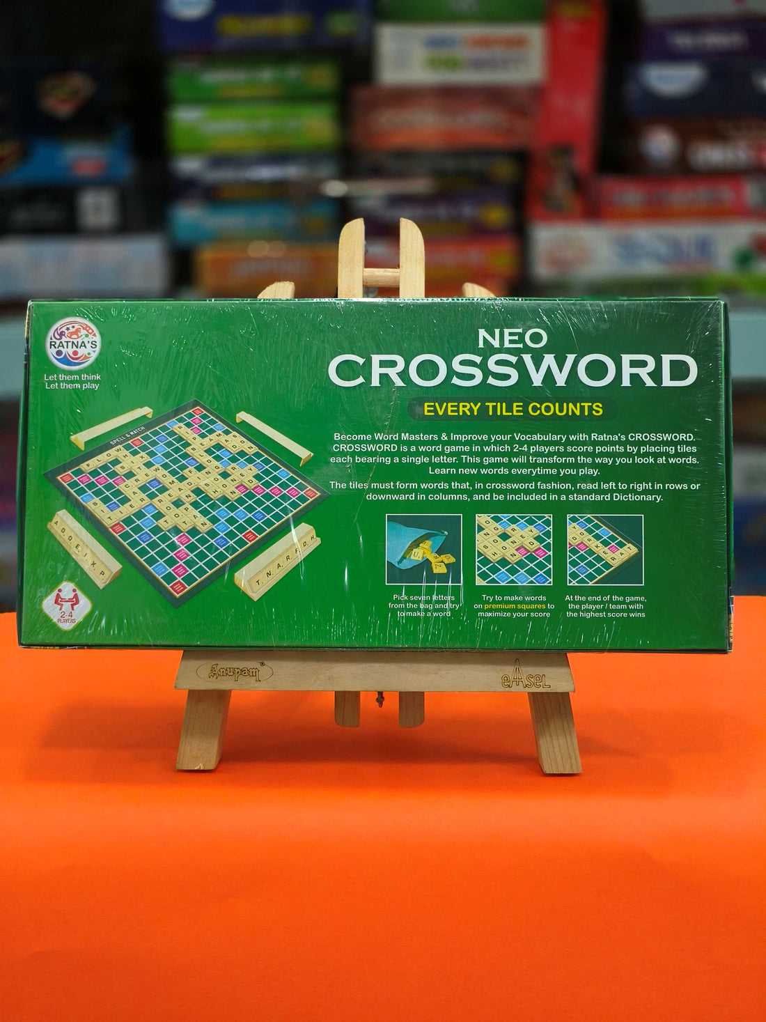 Ratna's Neo Crossword Word Letters Board Game for Kids & Adults, Ages 7 & Above - KtoY