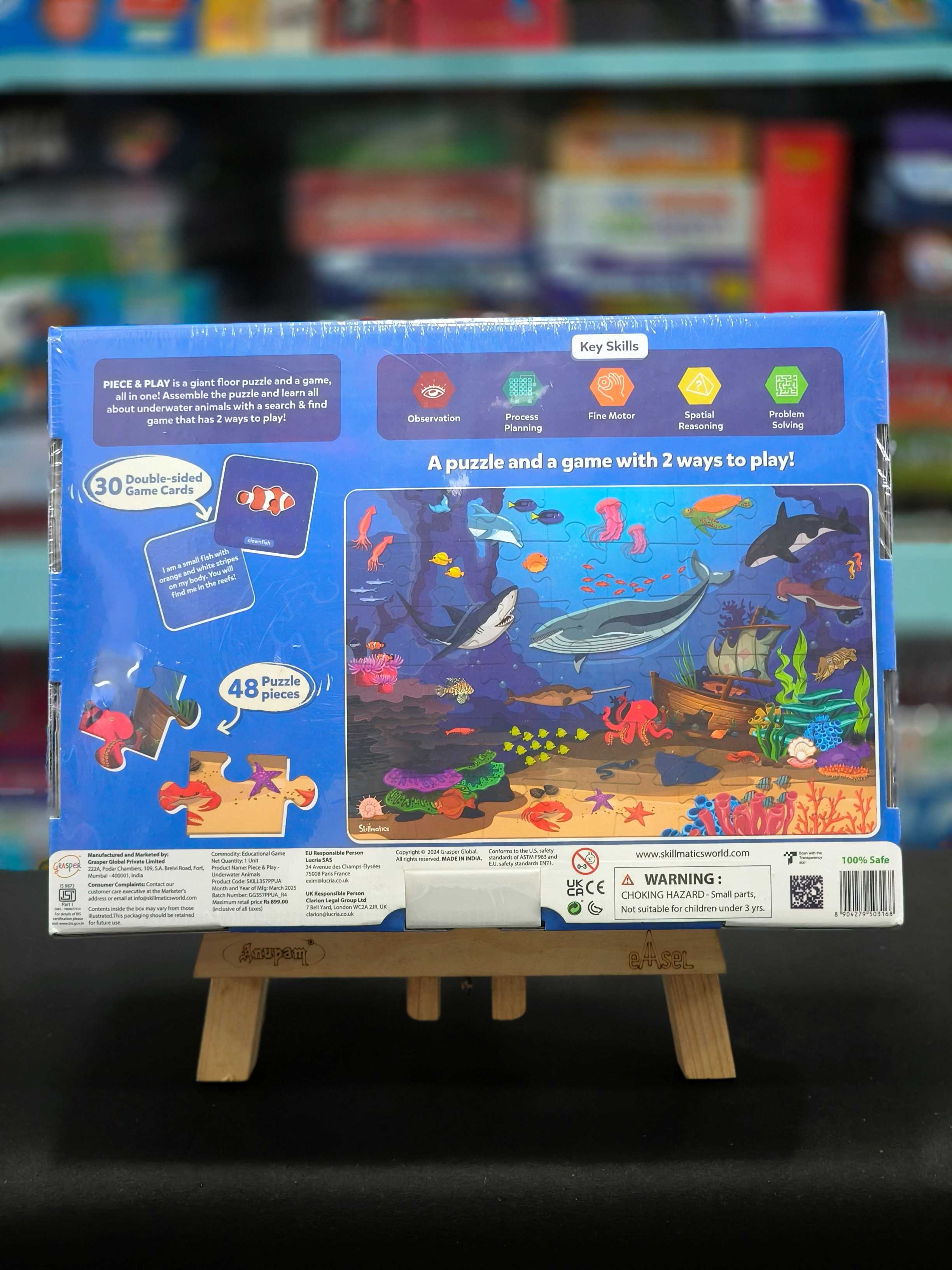 Skillmatics Floor Puzzle & Game - Piece & Play Underwater Animals, Jigsaw & Toddler Puzzles, Educational Toy, Gifts for Boys & Girls Ages 3 to 7 (48 Pieces, 2 x 3 feet) - KtoY