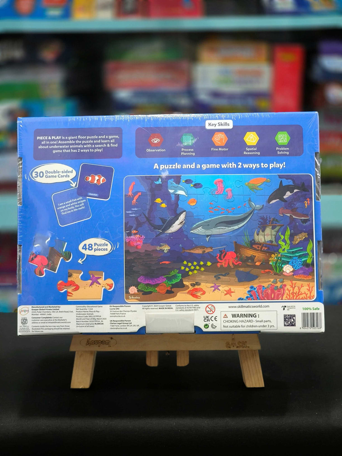 Skillmatics Floor Puzzle & Game - Piece & Play Underwater Animals, Jigsaw & Toddler Puzzles, Educational Toy, Gifts for Boys & Girls Ages 3 to 7 (48 Pieces, 2 x 3 feet) - KtoY