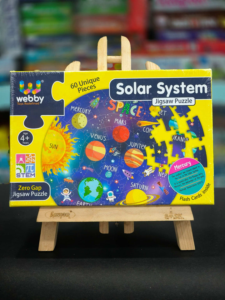 Webby Amazing Outer Space Solar System 60 Pieces Jigsaw Floor Puzzle with 4 Double Sided Flashcards (Multicolour) - KtoY