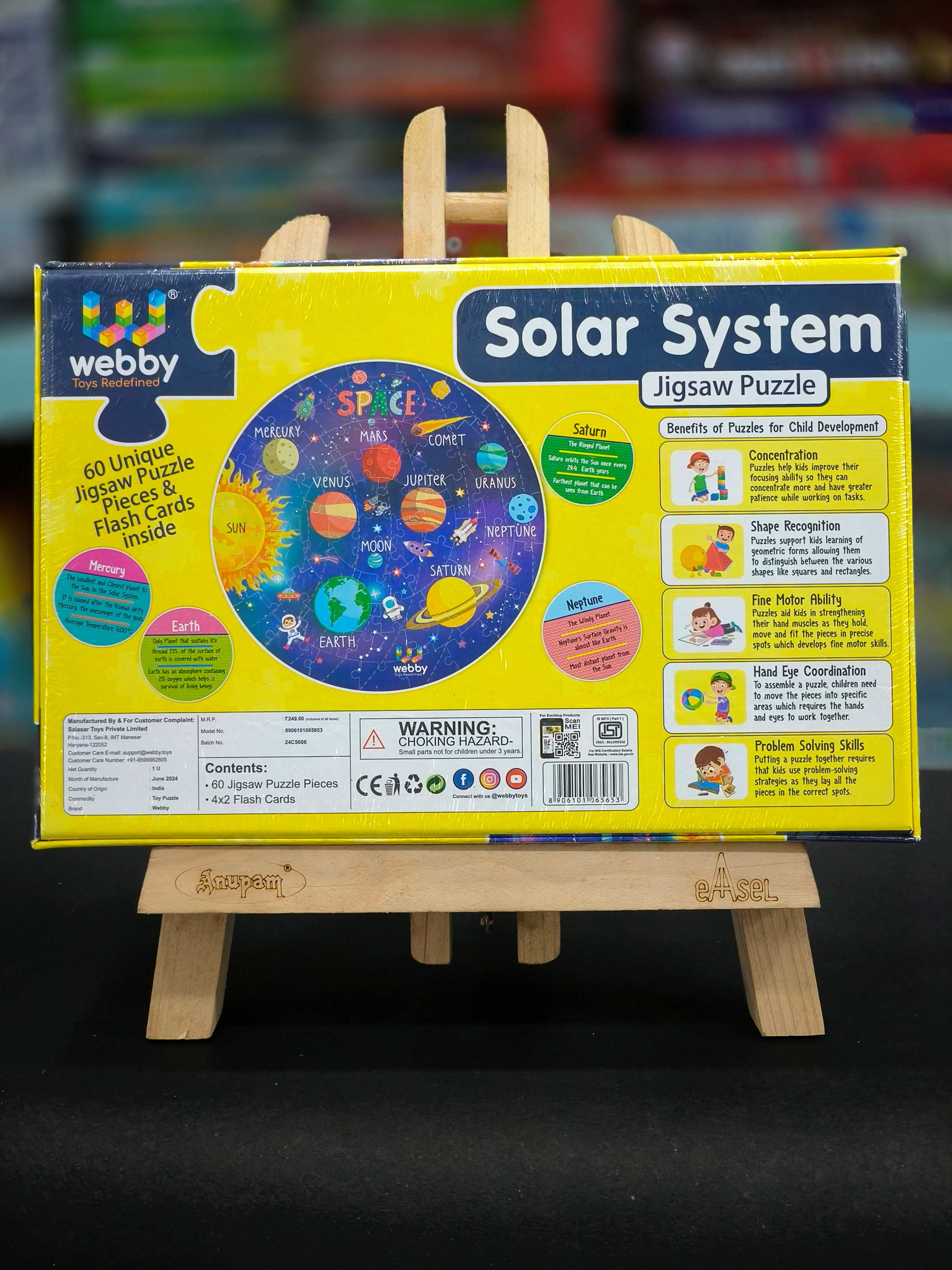 Webby Amazing Outer Space Solar System 60 Pieces Jigsaw Floor Puzzle with 4 Double Sided Flashcards (Multicolour) - KtoY