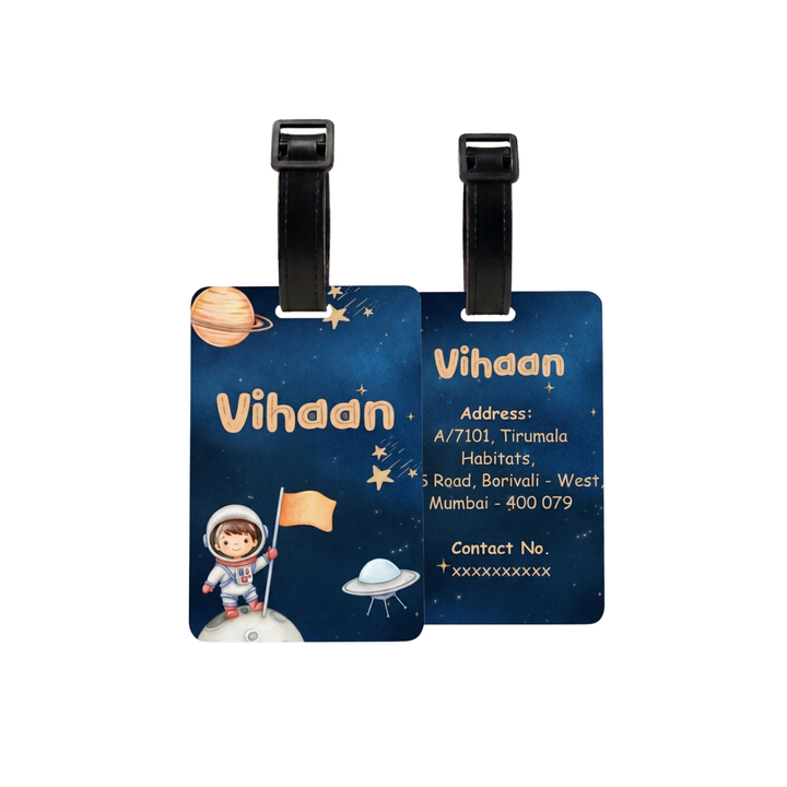 Personalized Luggage Tag | Customized Bag Tag for Kids | Luggage Tag for Travel, School, Office, Camping, etc | Gift for Kids (Space)