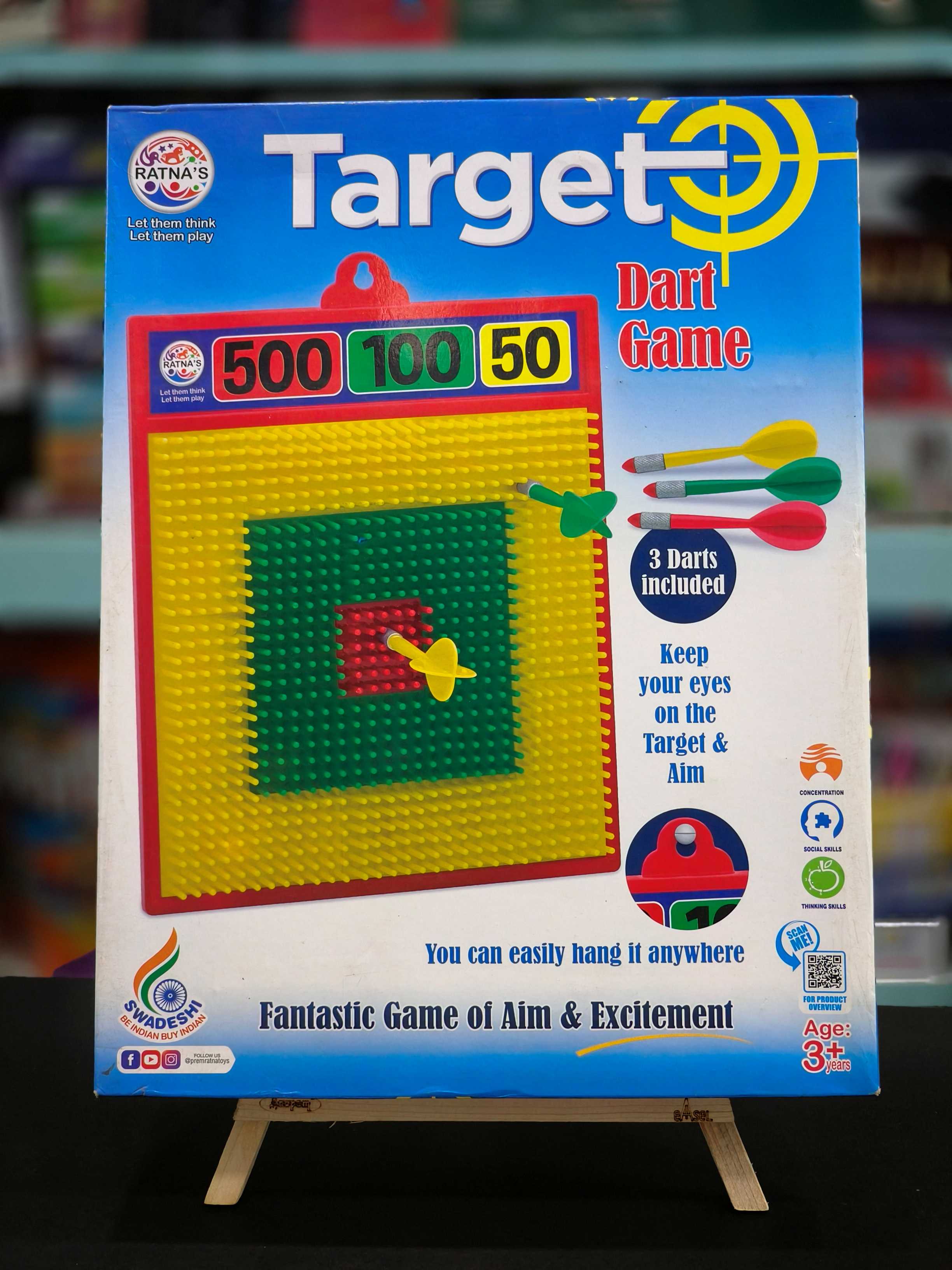 Ratna's Target Dart Game with 3 Safe & Soft Darts Having Rubber Tip for Kids - KtoY