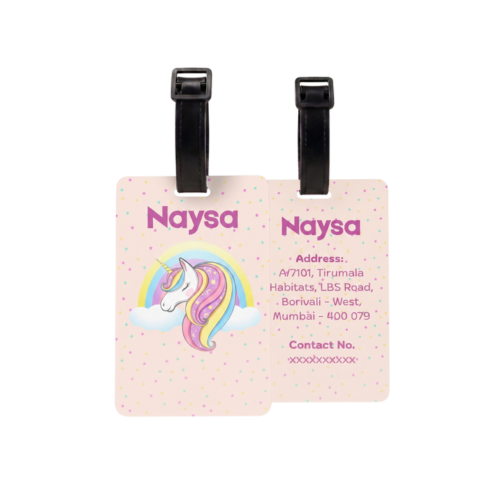 Personalized Luggage Tag | Customized Bag Tag for Kids | Luggage Tag for Travel, School, Office, Camping, etc | Gift for Kids (Unicorn)
