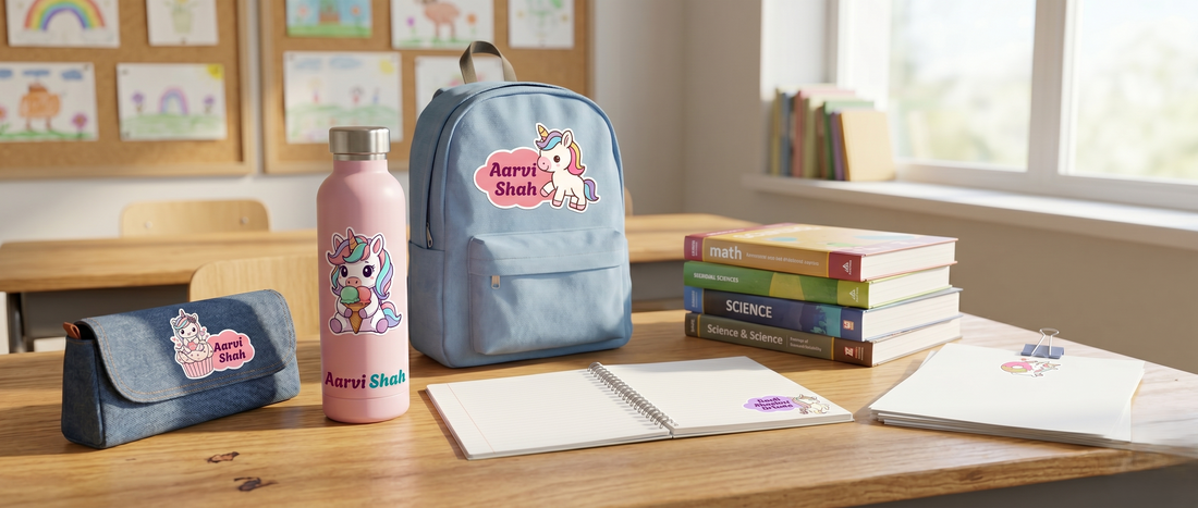 Embossed Stickers | Transparent Personalized Name Stickers for Bags, Books, Tiffins, Waterbottles, Stationeries, Files, Folders, etc | Waterproof & Non-Tearable | Set of 40 (Unicorn)