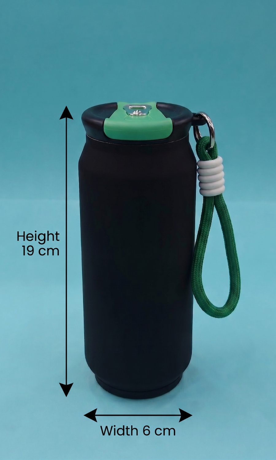 Stainless Steel Vacuum Insulated Can Bottle with Carry Rope Loop and Flip Lid | 500 ml Steel Bottle for Kids, Teens & Adults | Flip Top Steel Water Bottle