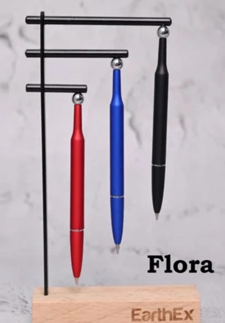 Elegant & Classic 3 In 1 Set Of Metallic Pen With Magnet & Metallic Stand With Wooden Base | Customise Name on Wooden Stand